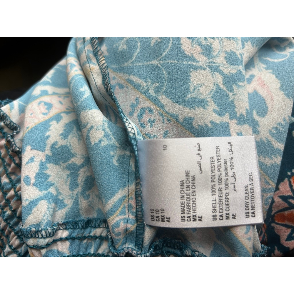 Women's INC International Concepts Teal Pink Floral Midi Dress Size 10 - Picture 6 of 6